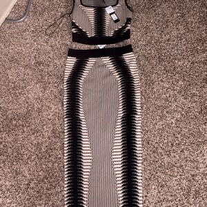 Fashion Nova Black and White Midi Dress